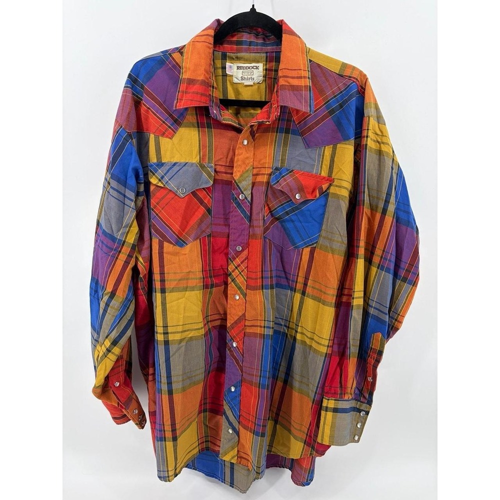 Ruddock, Vintage, Long-Sleeve Western Shirt, Multi Colored Plaid, Size 2X, USA